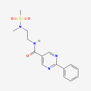 molecular formula C15H18N4O3S B5290418 N-{2-[methyl(methylsulfonyl)amino]ethyl}-2-phenylpyrimidine-5-carboxamide 