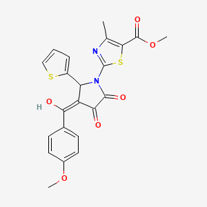 molecular formula C22H18N2O6S2 B5290739 methyl 2-[3-hydroxy-4-(4-methoxybenzoyl)-2-oxo-5-(2-thienyl)-2,5-dihydro-1H-pyrrol-1-yl]-4-methyl-1,3-thiazole-5-carboxylate 
