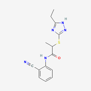 molecular formula C14H15N5OS B5290778 N-(2-cyanophenyl)-2-[(5-ethyl-4H-1,2,4-triazol-3-yl)thio]propanamide 
