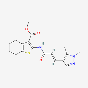 molecular formula C18H21N3O3S B5290909 METHYL 2-{[(E)-3-(1,5-DIMETHYL-1H-PYRAZOL-4-YL)-2-PROPENOYL]AMINO}-4,5,6,7-TETRAHYDRO-1-BENZOTHIOPHENE-3-CARBOXYLATE 
