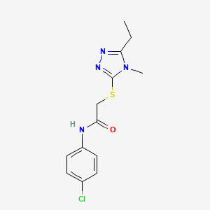molecular formula C13H15ClN4OS B5291213 N-(4-chlorophenyl)-2-[(5-ethyl-4-methyl-4H-1,2,4-triazol-3-yl)sulfanyl]acetamide 