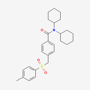 molecular formula C27H35NO3S B5292014 N,N-dicyclohexyl-4-[(4-methylphenyl)sulfonylmethyl]benzamide 