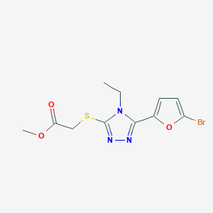 molecular formula C11H12BrN3O3S B5292584 METHYL 2-{[5-(5-BROMO-2-FURYL)-4-ETHYL-4H-1,2,4-TRIAZOL-3-YL]SULFANYL}ACETATE 