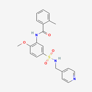 molecular formula C21H21N3O4S B5292794 N-{2-methoxy-5-[(pyridin-4-ylmethyl)sulfamoyl]phenyl}-2-methylbenzamide 