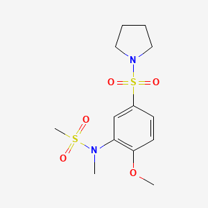 molecular formula C13H20N2O5S2 B5293078 N-(2-methoxy-5-pyrrolidin-1-ylsulfonylphenyl)-N-methylmethanesulfonamide 