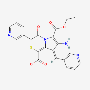 molecular formula C23H20N4O5S B5293115 6-ethyl 1-methyl 7-amino-4-oxo-3-(3-pyridinyl)-8-(3-pyridinylmethylene)-3,4-dihydro-8H-pyrrolo[2,1-c][1,4]thiazine-1,6-dicarboxylate 
