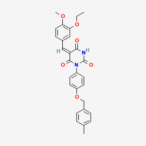 molecular formula C28H26N2O6 B5293240 (5E)-5-[(3-ethoxy-4-methoxyphenyl)methylidene]-1-[4-[(4-methylphenyl)methoxy]phenyl]-1,3-diazinane-2,4,6-trione 