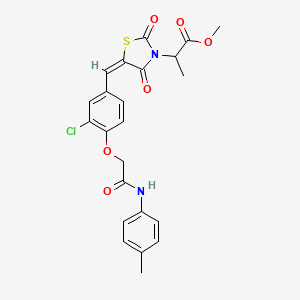 molecular formula C23H21ClN2O6S B5293281 methyl 2-[(5E)-5-(3-chloro-4-{2-[(4-methylphenyl)amino]-2-oxoethoxy}benzylidene)-2,4-dioxo-1,3-thiazolidin-3-yl]propanoate 