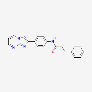 molecular formula C21H18N4O B5293574 N-(4-(imidazo[1,2-a]pyrimidin-2-yl)phenyl)-3-phenylpropanamide 