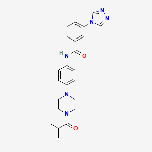 molecular formula C23H26N6O2 B5293685 N-[4-[4-(2-methylpropanoyl)piperazin-1-yl]phenyl]-3-(1,2,4-triazol-4-yl)benzamide 