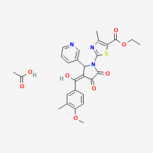molecular formula C27H27N3O8S B5294155 acetic acid;ethyl 2-[(4E)-4-[hydroxy-(4-methoxy-3-methylphenyl)methylidene]-2,3-dioxo-5-pyridin-3-ylpyrrolidin-1-yl]-4-methyl-1,3-thiazole-5-carboxylate 