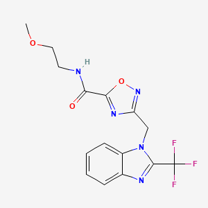 molecular formula C15H14F3N5O3 B5294454 N-(2-methoxyethyl)-3-[[2-(trifluoromethyl)benzimidazol-1-yl]methyl]-1,2,4-oxadiazole-5-carboxamide 