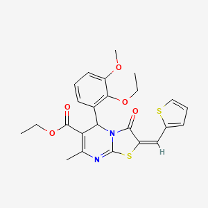 molecular formula C24H24N2O5S2 B5295029 ethyl (2E)-5-(2-ethoxy-3-methoxyphenyl)-7-methyl-3-oxo-2-(thiophen-2-ylmethylidene)-5H-[1,3]thiazolo[3,2-a]pyrimidine-6-carboxylate 