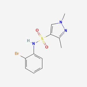 molecular formula C11H12BrN3O2S B5295056 N-(2-BROMOPHENYL)-13-DIMETHYL-1H-PYRAZOLE-4-SULFONAMIDE 