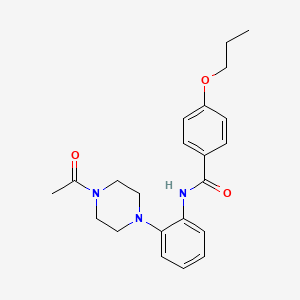 molecular formula C22H27N3O3 B5296486 N-[2-(4-acetylpiperazin-1-yl)phenyl]-4-propoxybenzamide 