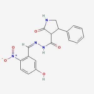 molecular formula C18H16N4O5 B5296525 N-[(Z)-(5-hydroxy-2-nitrophenyl)methylideneamino]-2-oxo-4-phenylpyrrolidine-3-carboxamide 
