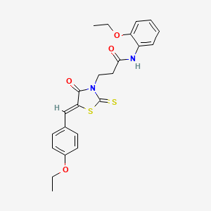 molecular formula C23H24N2O4S2 B5296561 N-(2-ethoxyphenyl)-3-[(5Z)-5-[(4-ethoxyphenyl)methylidene]-4-oxo-2-sulfanylidene-1,3-thiazolidin-3-yl]propanamide 