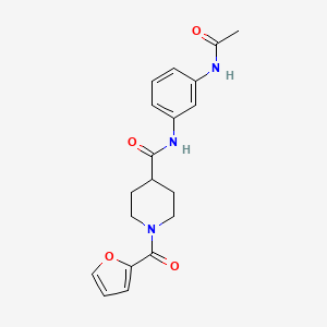 molecular formula C19H21N3O4 B5296895 N-(3-acetamidophenyl)-1-(furan-2-carbonyl)piperidine-4-carboxamide 
