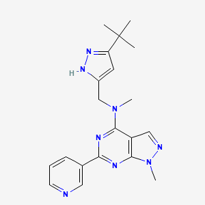 molecular formula C20H24N8 B5297077 N-[(3-tert-butyl-1H-pyrazol-5-yl)methyl]-N,1-dimethyl-6-pyridin-3-ylpyrazolo[3,4-d]pyrimidin-4-amine 