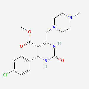 molecular formula C18H23ClN4O3 B5297591 Methyl 4-(4-chlorophenyl)-6-[(4-methylpiperazin-1-yl)methyl]-2-oxo-1,2,3,4-tetrahydropyrimidine-5-carboxylate 