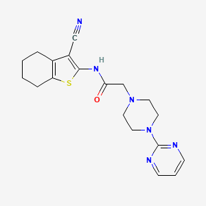 molecular formula C19H22N6OS B5297727 N-(3-CYANO-4,5,6,7-TETRAHYDRO-1-BENZOTHIOPHEN-2-YL)-2-[4-(2-PYRIMIDINYL)-1-PIPERAZINYL]ACETAMIDE 