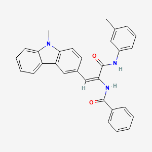 molecular formula C30H25N3O2 B5297955 N-[(E)-3-(3-methylanilino)-1-(9-methylcarbazol-3-yl)-3-oxoprop-1-en-2-yl]benzamide 