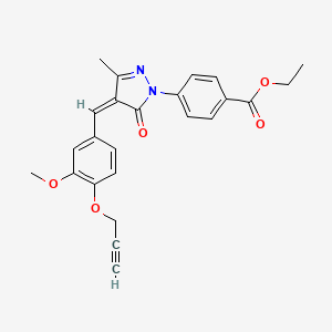 molecular formula C24H22N2O5 B5298045 ethyl 4-{(4Z)-4-[3-methoxy-4-(prop-2-yn-1-yloxy)benzylidene]-3-methyl-5-oxo-4,5-dihydro-1H-pyrazol-1-yl}benzoate 