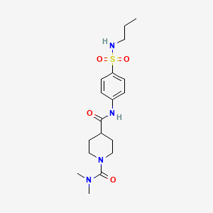 molecular formula C18H28N4O4S B5298335 N,N-DIMETHYL-N-{4-[(PROPYLAMINO)SULFONYL]PHENYL}TETRAHYDRO-1,4(2H)-PYRIDINEDICARBOXAMIDE 