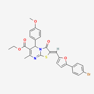molecular formula C28H23BrN2O5S B5299084 ethyl (2Z)-2-{[5-(4-bromophenyl)furan-2-yl]methylidene}-5-(4-methoxyphenyl)-7-methyl-3-oxo-2,3-dihydro-5H-[1,3]thiazolo[3,2-a]pyrimidine-6-carboxylate 