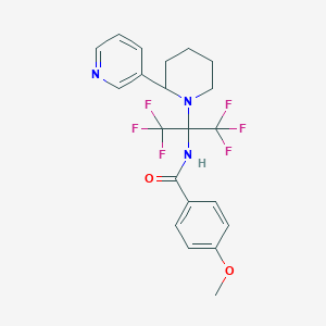 molecular formula C21H21F6N3O2 B5299200 N-{1,1,1,3,3,3-hexafluoro-2-[2-(pyridin-3-yl)piperidin-1-yl]propan-2-yl}-4-methoxybenzamide 