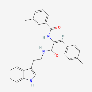 molecular formula C28H27N3O2 B5299310 N-[(E)-3-[2-(1H-indol-3-yl)ethylamino]-1-(4-methylphenyl)-3-oxoprop-1-en-2-yl]-3-methylbenzamide 