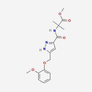 molecular formula C17H21N3O5 B5299617 methyl 2-[({5-[(2-methoxyphenoxy)methyl]-1H-pyrazol-3-yl}carbonyl)amino]-2-methylpropanoate 
