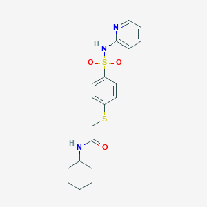 molecular formula C19H23N3O3S2 B5299636 N-cyclohexyl-2-[4-(pyridin-2-ylsulfamoyl)phenyl]sulfanylacetamide 