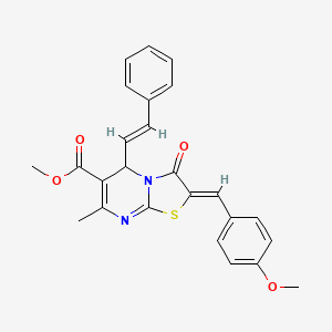 molecular formula C25H22N2O4S B5299654 methyl (2Z)-2-[(4-methoxyphenyl)methylidene]-7-methyl-3-oxo-5-[(E)-2-phenylethenyl]-5H-[1,3]thiazolo[3,2-a]pyrimidine-6-carboxylate 