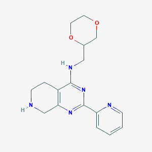 molecular formula C17H21N5O2 B5299684 N-(1,4-dioxan-2-ylmethyl)-2-pyridin-2-yl-5,6,7,8-tetrahydropyrido[3,4-d]pyrimidin-4-amine 