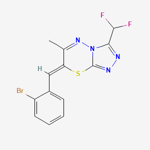 molecular formula C13H9BrF2N4S B5299692 7-[(Z)-1-(2-BROMOPHENYL)METHYLIDENE]-3-(DIFLUOROMETHYL)-6-METHYL-7H-[1,2,4]TRIAZOLO[3,4-B][1,3,4]THIADIAZINE 
