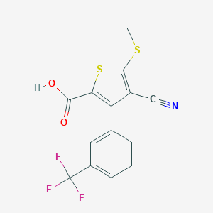 molecular formula C14H8F3NO2S2 B052998 4-Cyano-5-(methylthio)-3-[3-(trifluoromethyl)phenyl]thiophene-2-carboxylic acid CAS No. 116492-99-0
