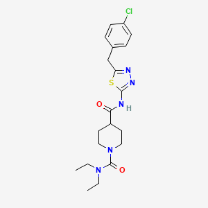 molecular formula C20H26ClN5O2S B5299956 N~4~-[5-(4-chlorobenzyl)-1,3,4-thiadiazol-2-yl]-N~1~,N~1~-diethylpiperidine-1,4-dicarboxamide 