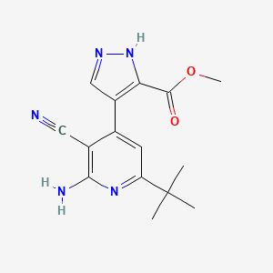 molecular formula C15H17N5O2 B5300415 methyl 4-(2-amino-6-tert-butyl-3-cyanopyridin-4-yl)-1H-pyrazole-5-carboxylate 