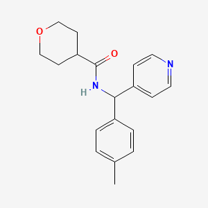 molecular formula C19H22N2O2 B5300438 N-[(4-methylphenyl)(pyridin-4-yl)methyl]tetrahydro-2H-pyran-4-carboxamide 