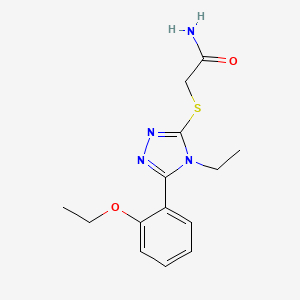 molecular formula C14H18N4O2S B5300531 2-{[5-(2-ethoxyphenyl)-4-ethyl-4H-1,2,4-triazol-3-yl]sulfanyl}acetamide 
