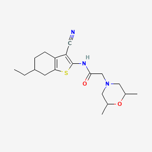 molecular formula C19H27N3O2S B5300549 N-(3-cyano-6-ethyl-4,5,6,7-tetrahydro-1-benzothien-2-yl)-2-(2,6-dimethyl-4-morpholinyl)acetamide 