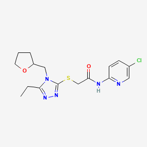 molecular formula C16H20ClN5O2S B5300551 N-(5-chloro-2-pyridinyl)-2-{[5-ethyl-4-(tetrahydro-2-furanylmethyl)-4H-1,2,4-triazol-3-yl]thio}acetamide 