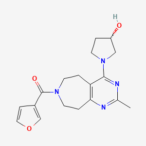 molecular formula C18H22N4O3 B5300561 (3S)-1-[7-(3-furoyl)-2-methyl-6,7,8,9-tetrahydro-5H-pyrimido[4,5-d]azepin-4-yl]pyrrolidin-3-ol 