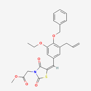 molecular formula C25H25NO6S B5300587 methyl 2-[(5E)-5-[(3-ethoxy-4-phenylmethoxy-5-prop-2-enylphenyl)methylidene]-2,4-dioxo-1,3-thiazolidin-3-yl]acetate 