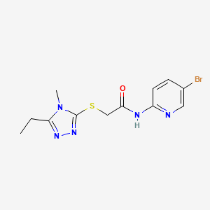 molecular formula C12H14BrN5OS B5300675 N-(5-BROMO-2-PYRIDINYL)-2-[(5-ETHYL-4-METHYL-4H-1,2,4-TRIAZOL-3-YL)SULFANYL]ACETAMIDE 