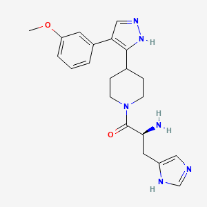 molecular formula C21H26N6O2 B5301141 (2S)-2-amino-3-(1H-imidazol-5-yl)-1-[4-[4-(3-methoxyphenyl)-1H-pyrazol-5-yl]piperidin-1-yl]propan-1-one 