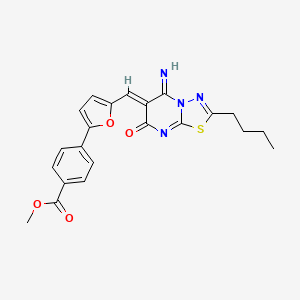 molecular formula C22H20N4O4S B5301258 methyl 4-[5-[(Z)-(2-butyl-5-imino-7-oxo-[1,3,4]thiadiazolo[3,2-a]pyrimidin-6-ylidene)methyl]furan-2-yl]benzoate 