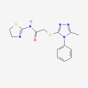 molecular formula C14H15N5OS2 B5301862 N-(4,5-dihydro-1,3-thiazol-2-yl)-2-[(5-methyl-4-phenyl-4H-1,2,4-triazol-3-yl)sulfanyl]acetamide 