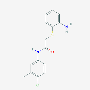 molecular formula C15H15ClN2OS B5301867 2-(2-aminophenyl)sulfanyl-N-(4-chloro-3-methylphenyl)acetamide 